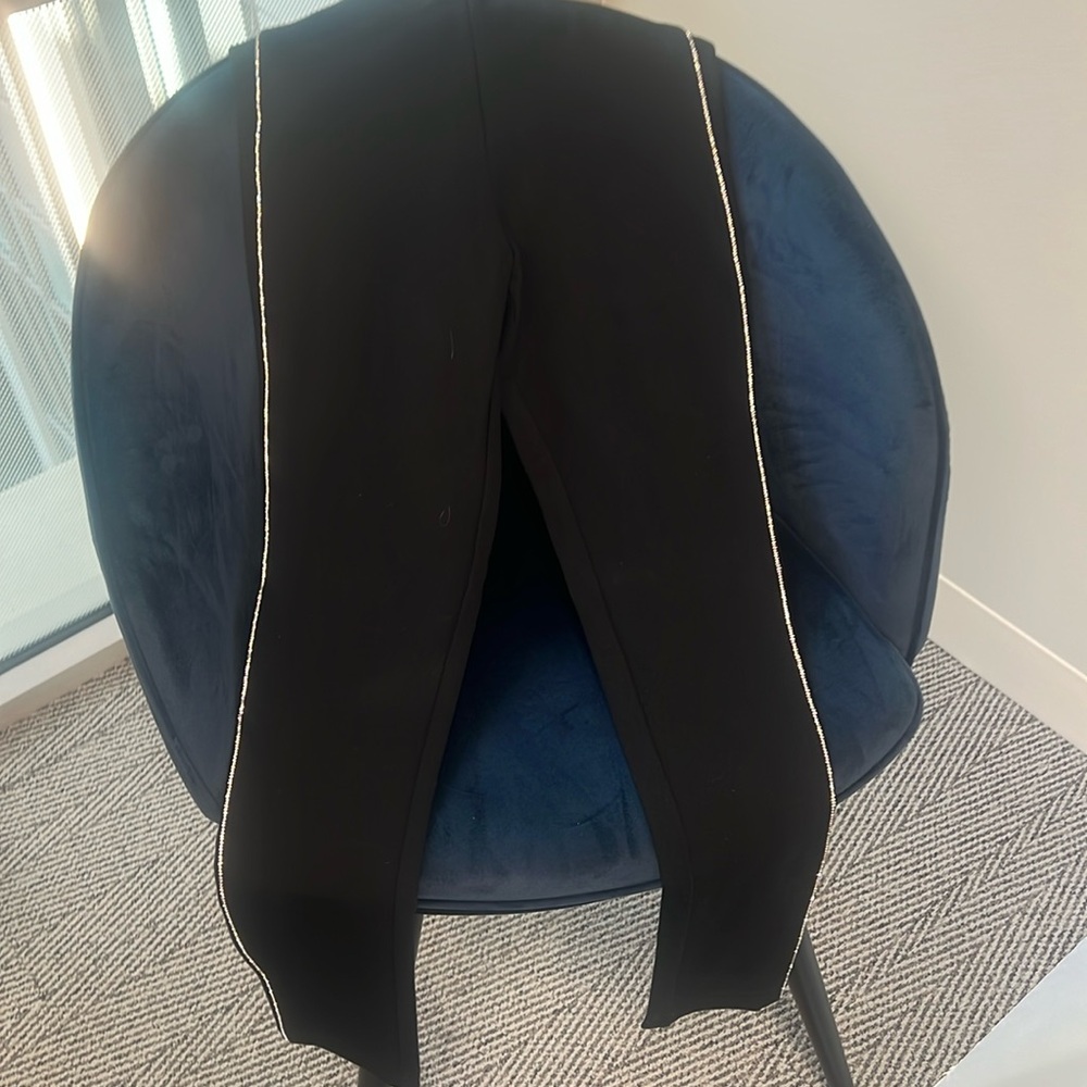 Zara black leggings w/ rhinestone piping along each side-Size M-Good condition